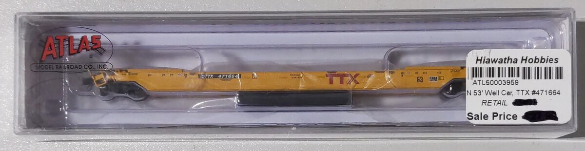 Atlas 50003959 N Scale TTX 53' Single Well Car #471664