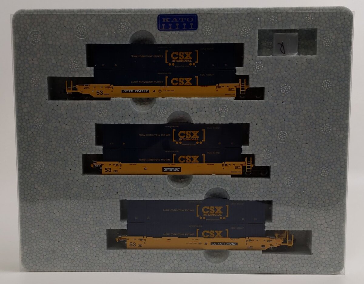 Kato 106-6175 N TTX Gunderson MAXI-IV Well 3-Car Set #724792 w/CSX Containers