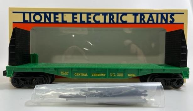 Lionel 6-16394 O Gauge Central Vermont Flatcar with Bulkhead & Stakes