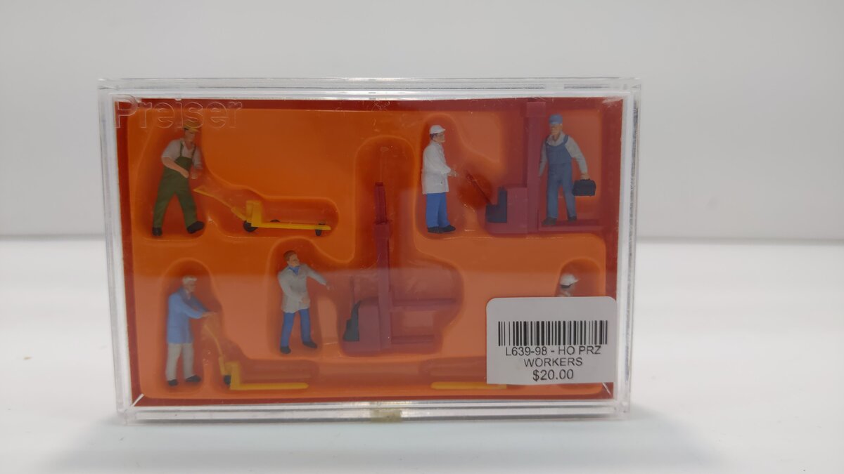 Preiser 10294 HO Stock Workers Figures with Fork Lifts (Set of 5)