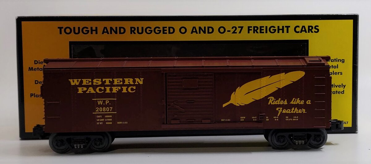 MTH 30-7444 O Gauge Custom Weathered Western Pacific Boxcar #20807