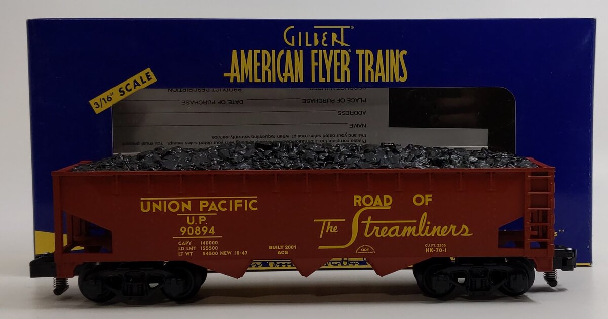 American Flyer 6-48619 S Scale Union Pacific Covered Hopper w/ Coal Load #40894