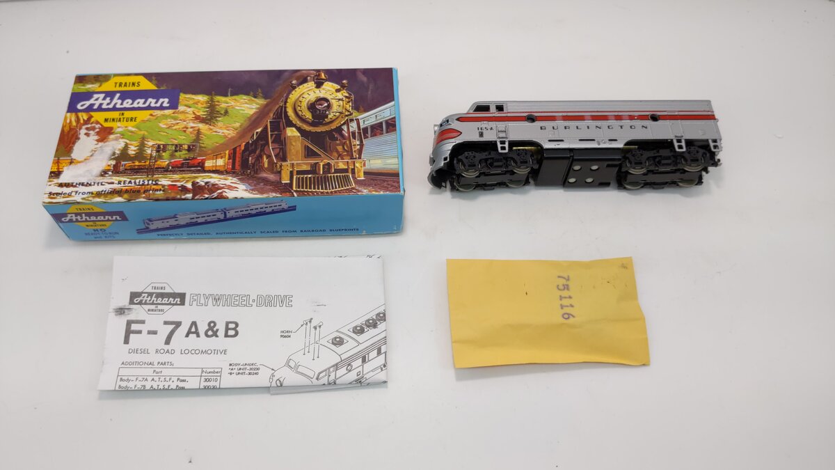 Athearn 2866 HO Burlington F-7A Powered Diesel Locomotive #165