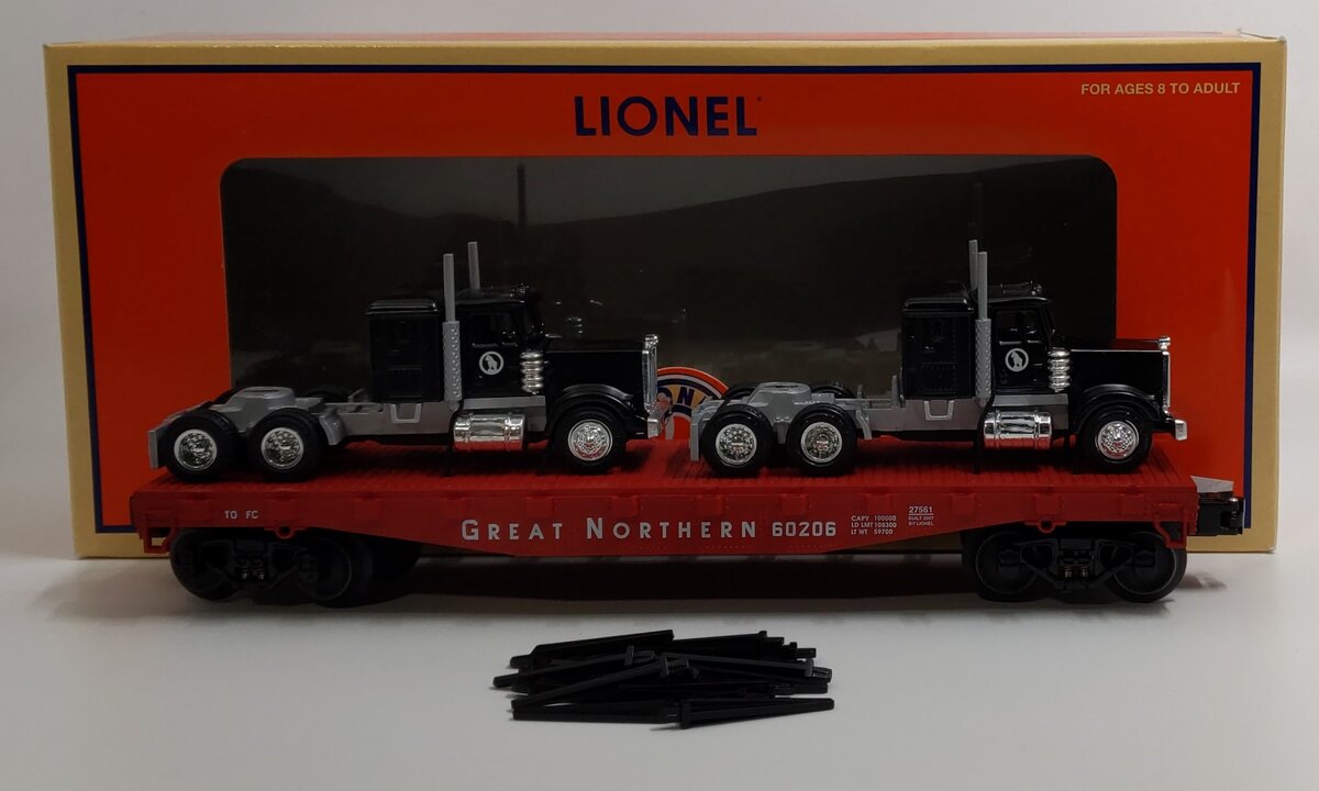 Lionel 6-27561 O Gauge Great Northern Flatcar w/Semi-Trucks