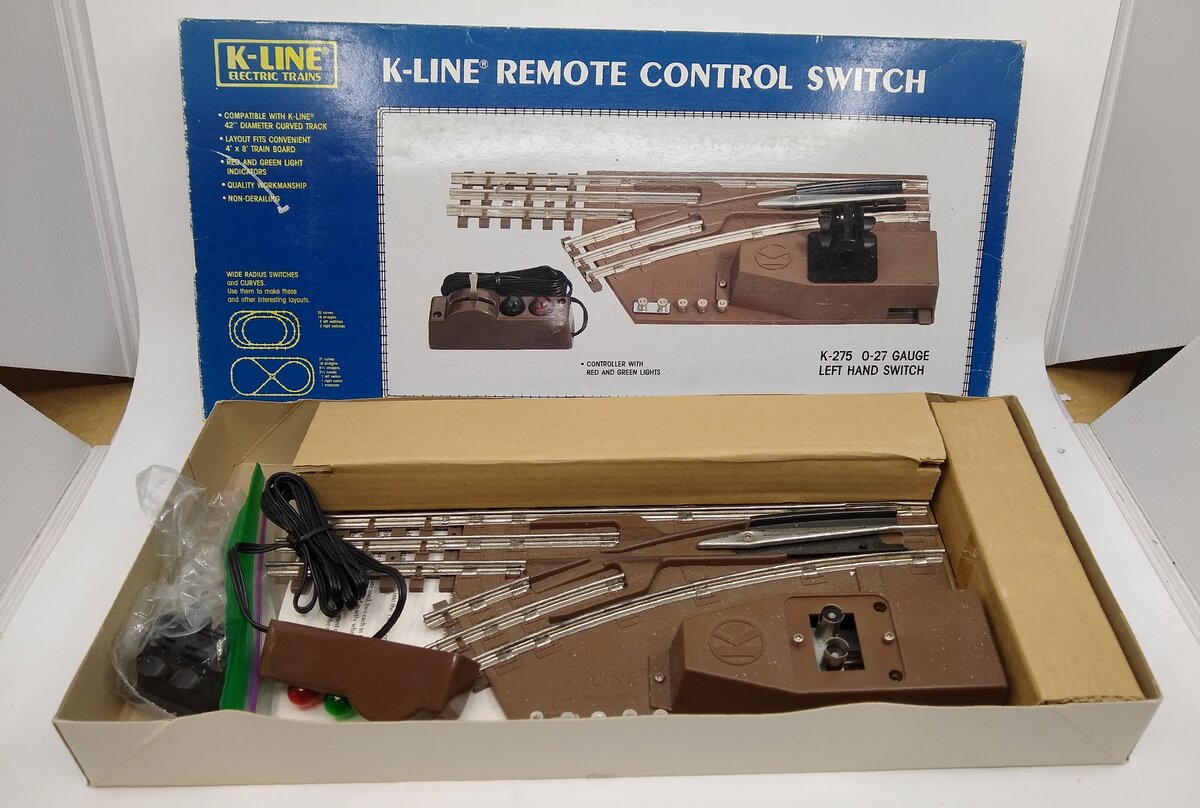 K-Line K-0275 O-27 Gauge 42" Left Hand Remote Switch Turnout