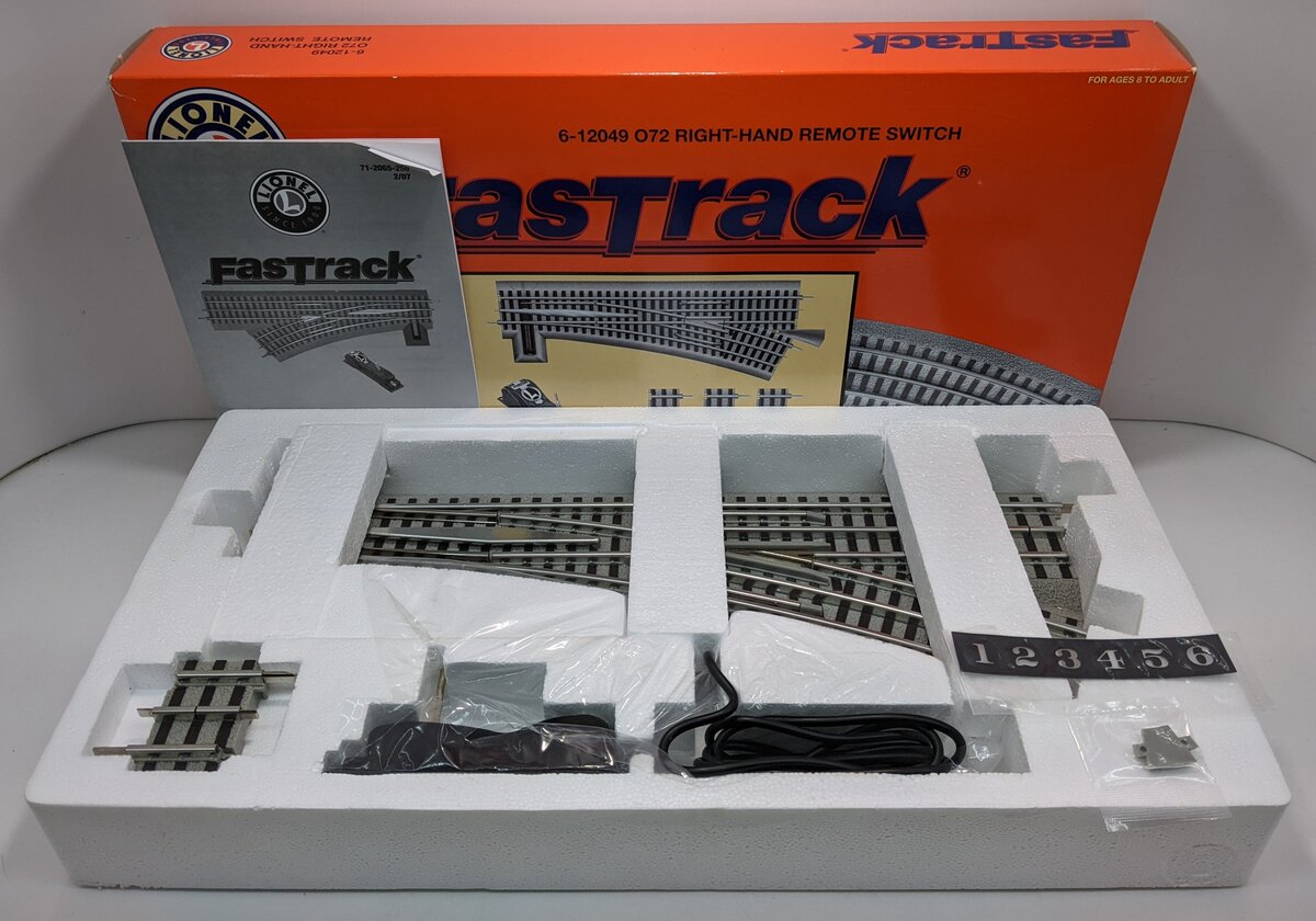 Lionel 6-12049 O72 Right Hand Remote-Control FasTrack Switch Turnout