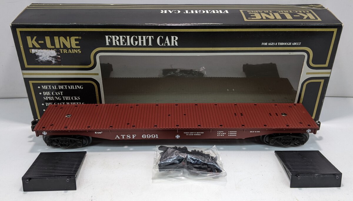 K-Line K6991 O Gauge ATSF Bulkhead Flatcar