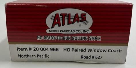 Atlas 20004966 HO Scale Northern Pacific Paired Window Coach Car #627