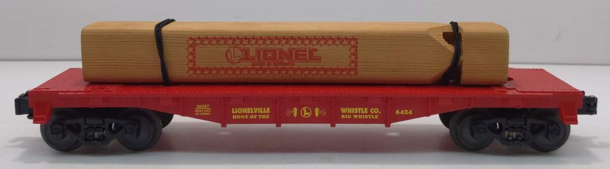 Lionel 6-36087 O Gauge Lionelville Flatcar with Wood Train Whistle