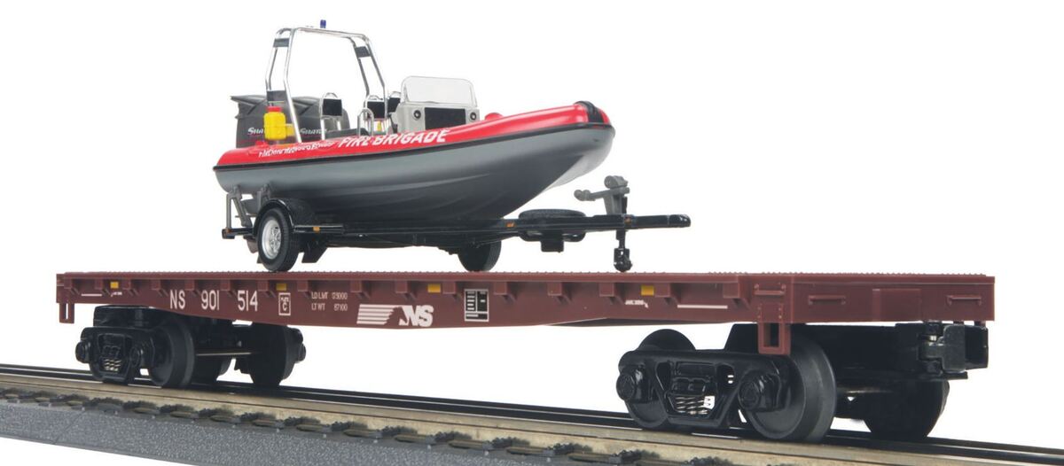 MTH 30-76539 O NS 50' Flatcar w/Rescue Boat
