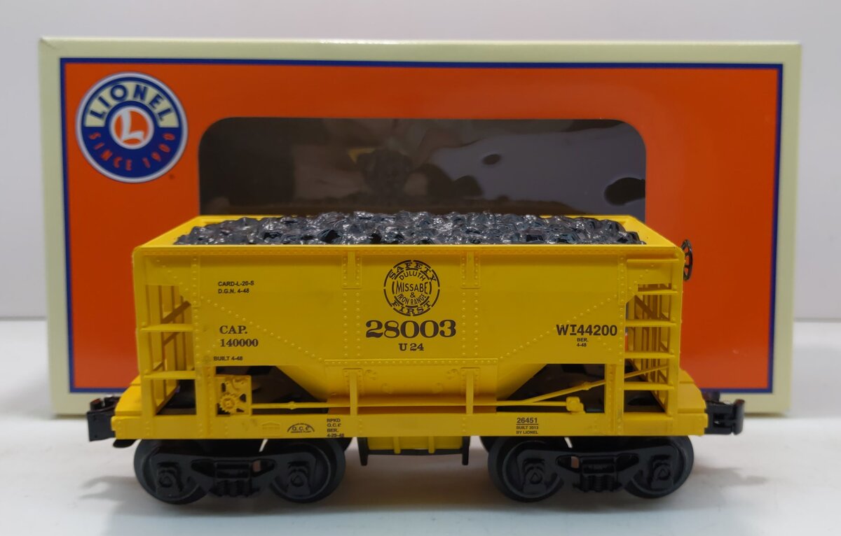 Lionel 6-26451 O DMIR Duluth, Missabe & Iron Range Ore Car w/Coal Load #28003
