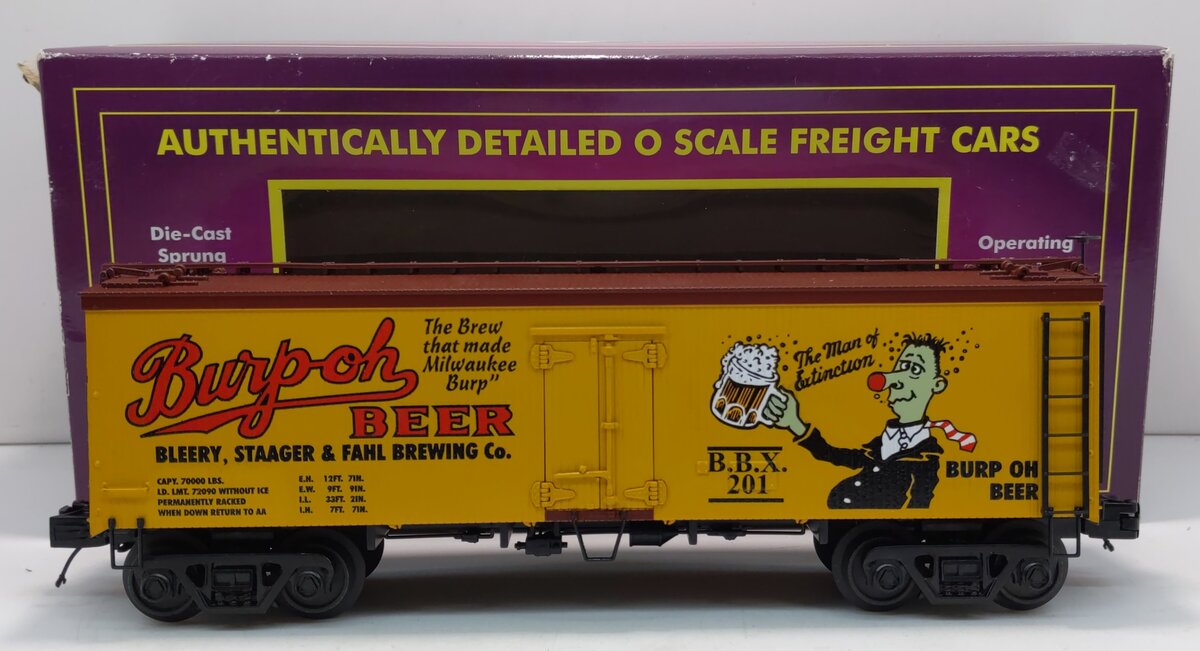 MTH 20-94325 O Burp-Oh Beer 36' Woodsided Reefer Car #201