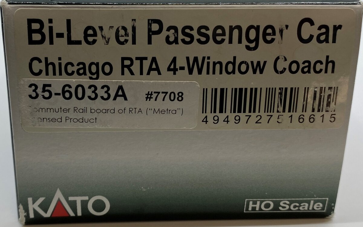 Kato 35-6033A HO Chicago RTA 4-Window Coach #7708