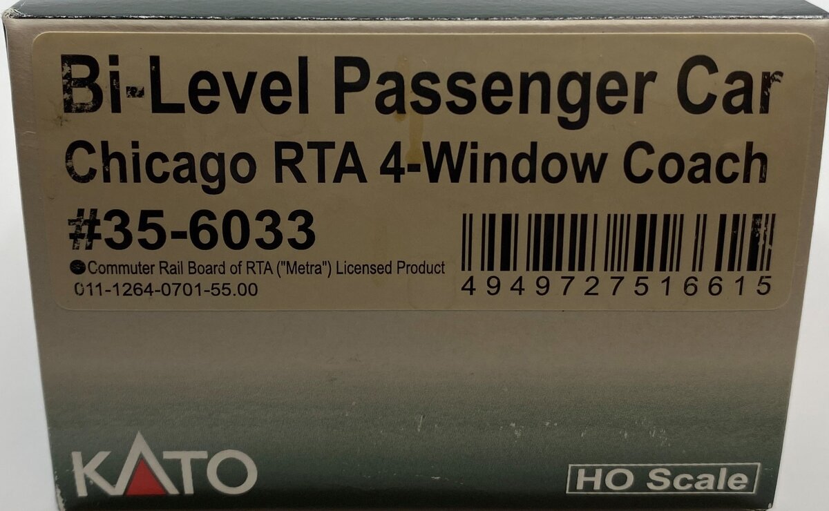 Kato 35-6033 O Chicago RTA 4-Window Coach #7700