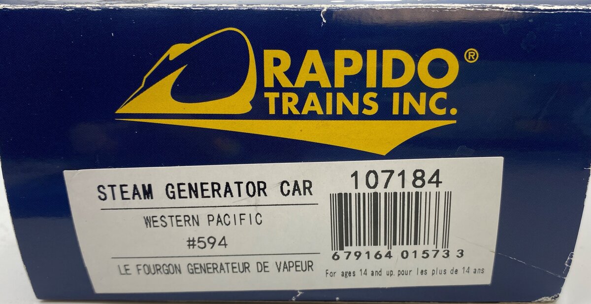 Rapido Trains 107184 HO Western Pacific Steam Generator Car #594
