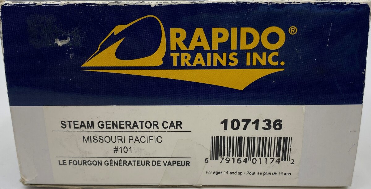 Rapido Trains 107136 HO Missouri Pacific Steam Generator Car #101 (Jenks Blue)