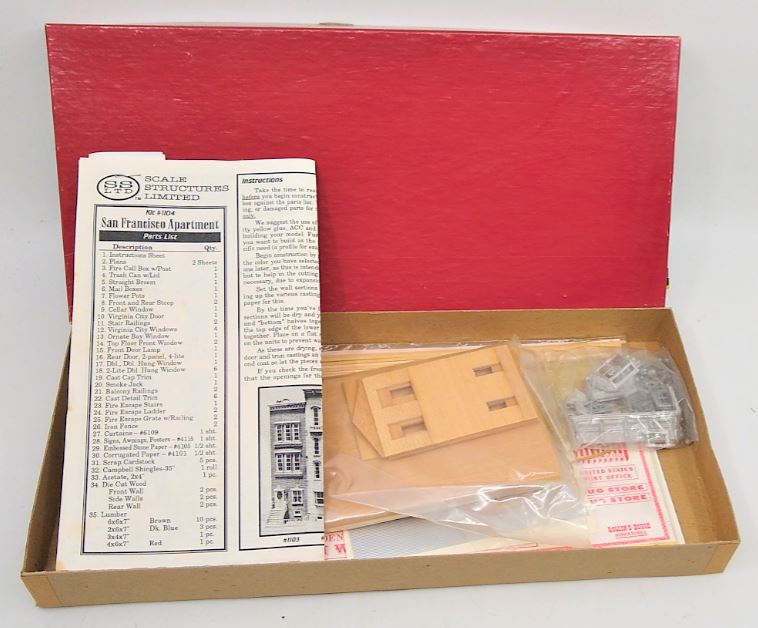 Scale Structures 1104 HO San Francisco Apartment W/Interior/Exterior Details Kit