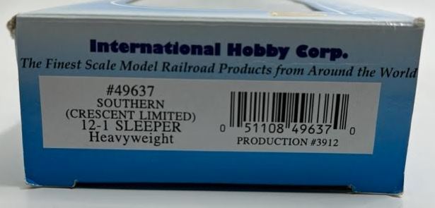 IHC 49637 HO Scale Southern Crescent Limited Heavyweight 12-1 Sleeper Car