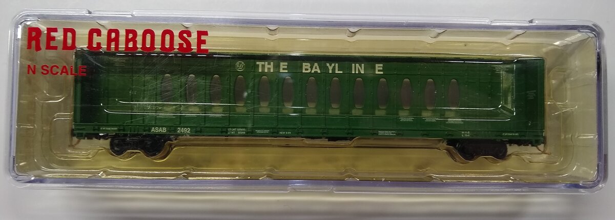 Red Caboose RN-16627-11 N A&SAB Bayline Centerbeam Car #2492