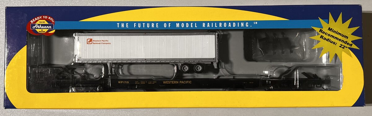 Athearn 74244 HO Western Pacific 85' All Purpose Flatcar W/45' Trailer # 1719