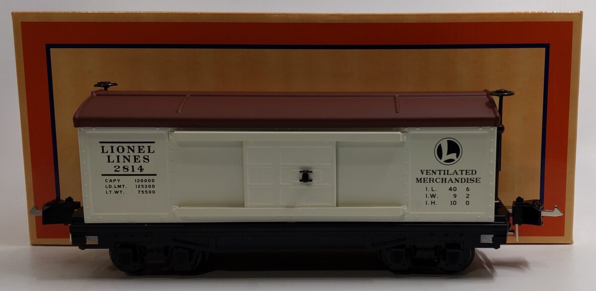 MTH 11-70027 O Gauge Tinplate 2814 White & Brown Boxcar