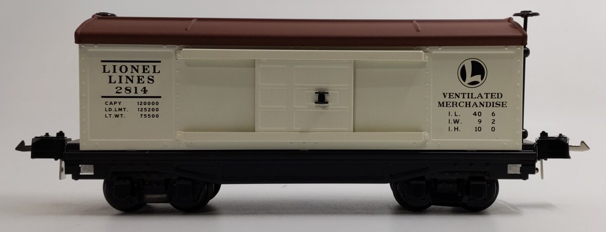 MTH 11-70027 O Gauge Tinplate 2814 White & Brown Boxcar