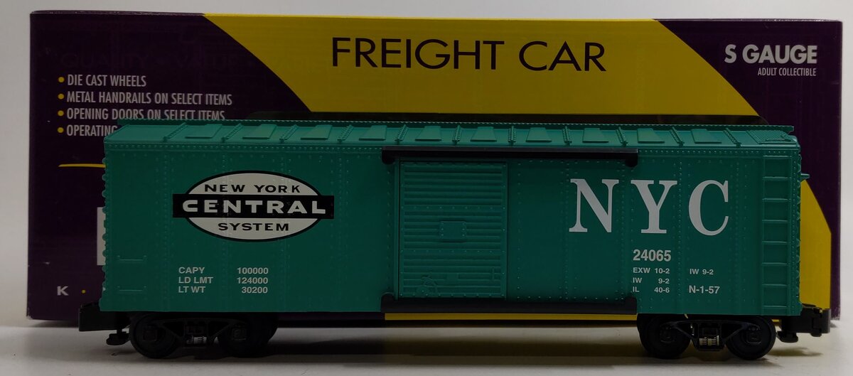 K-Line K511-007 S Gauge New York Central Boxcar #24065