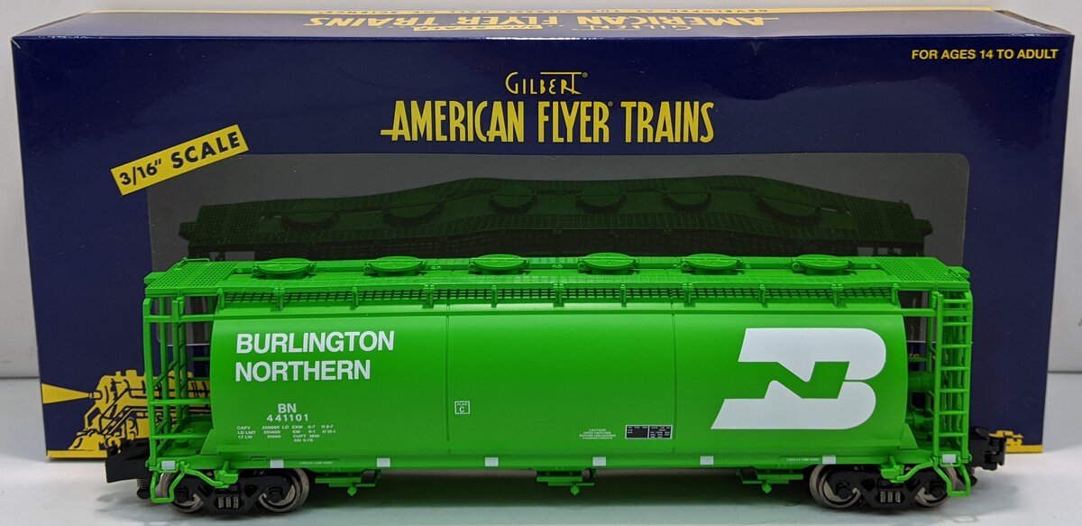 American Flyer 1919341 S Gauge Burlington Northern Cylindrical Hopper #441101