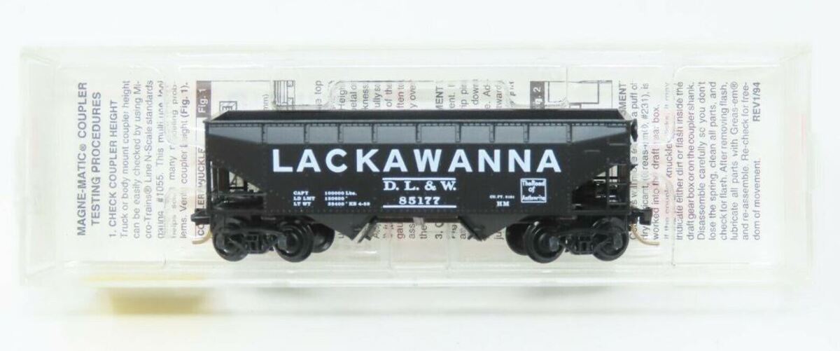Micro-Trains 05500360 N DL&W 33'' Offset Side Twin Bay Hopper Freight Car #85177