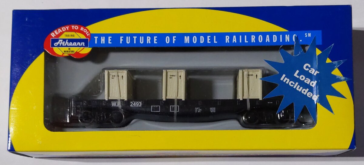 Athearn 92215 HO Scale Western Pacific 40' Flat Car w/Crates #2493