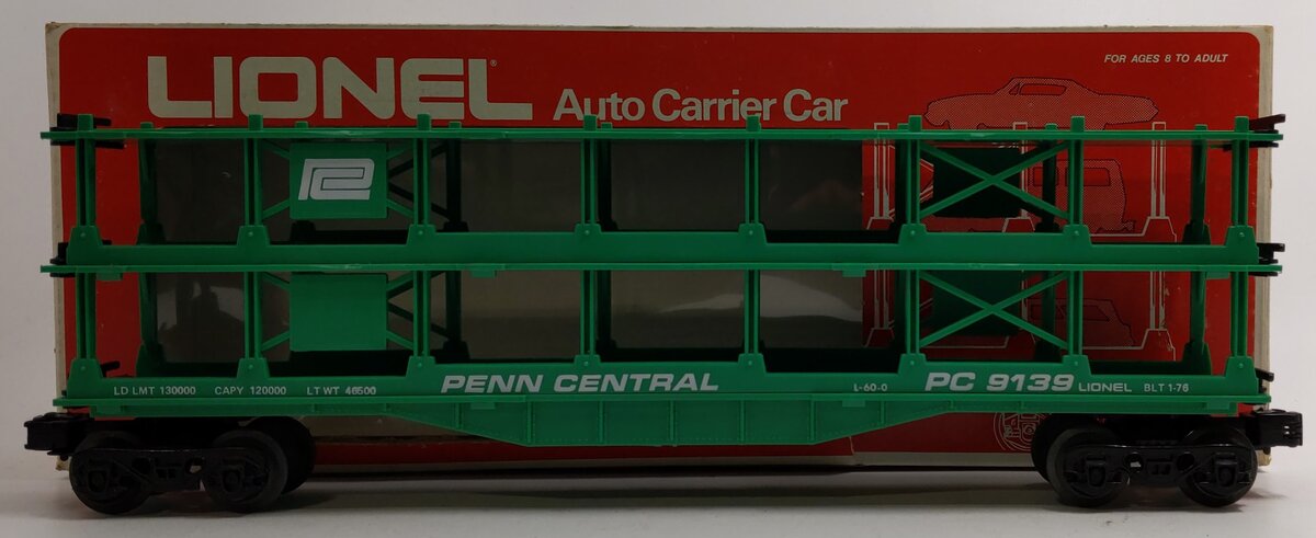 Lionel 6-9139 O Gauge Penn Central 3-Tier Auto Carrier Car
