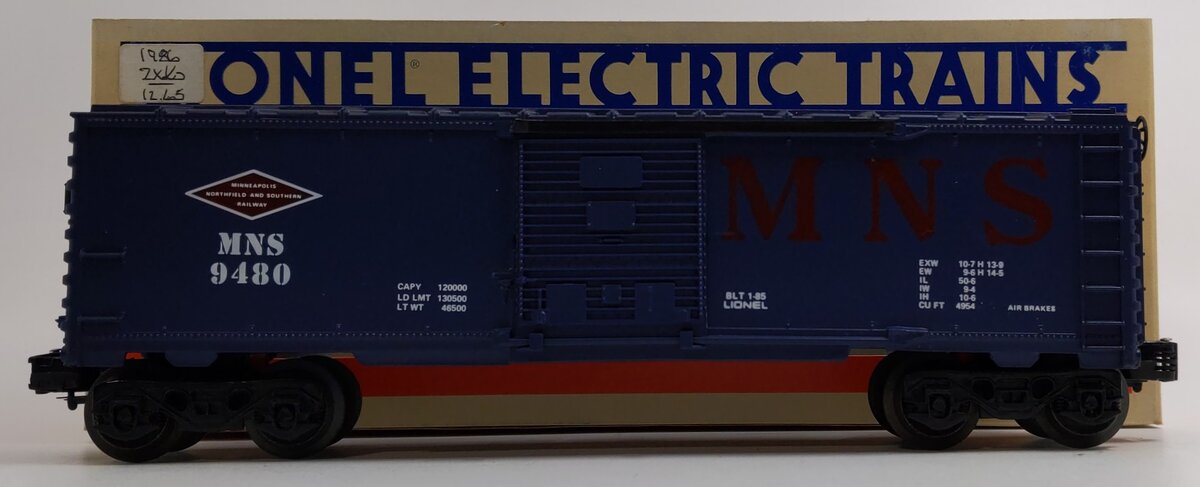 Lionel 6-9480 O Gauge Minneapolis, Northfield, & Southern Box Car #9480