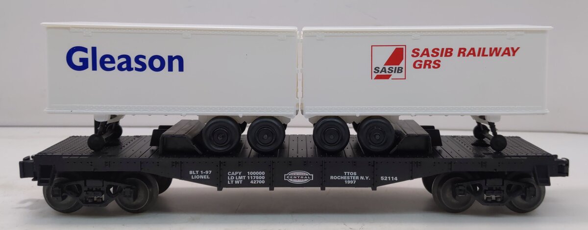 Lionel 6-52114 O Gauge NYC TTOS Flatcar with Gleason & SASIB Trailer