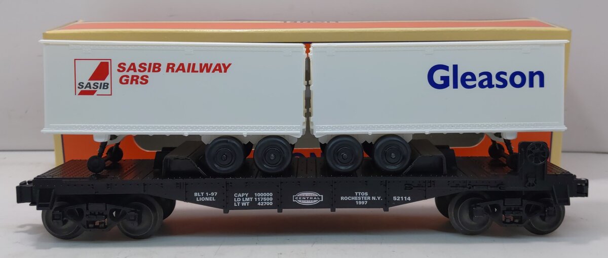 Lionel 6-52114 O Gauge NYC TTOS Flatcar with Gleason & SASIB Trailer