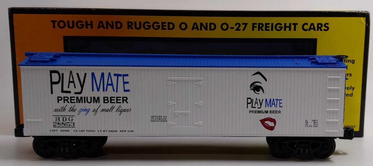 MTH 30-78053 O Gauge Playmate Premium Beer Reefer Car #28853