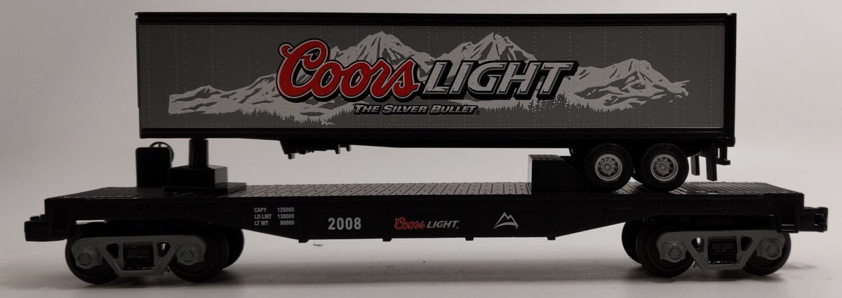 MTH 30-76275 O Gauge Coors Light Flat Car w/ith Trailer