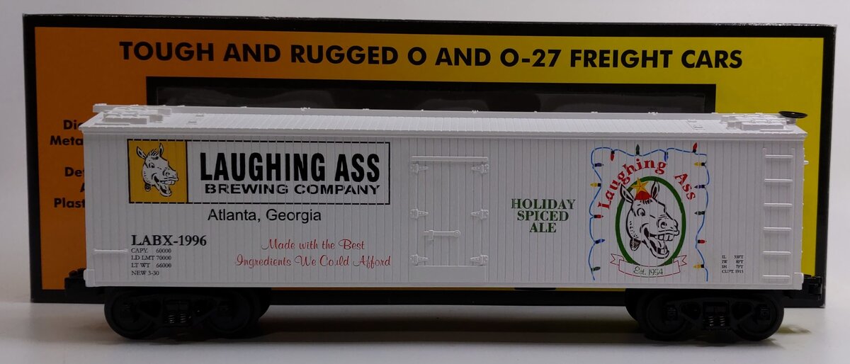 MTH 30-78051 O Gauge Laughing Ass Brewing Company Refrigerator Car