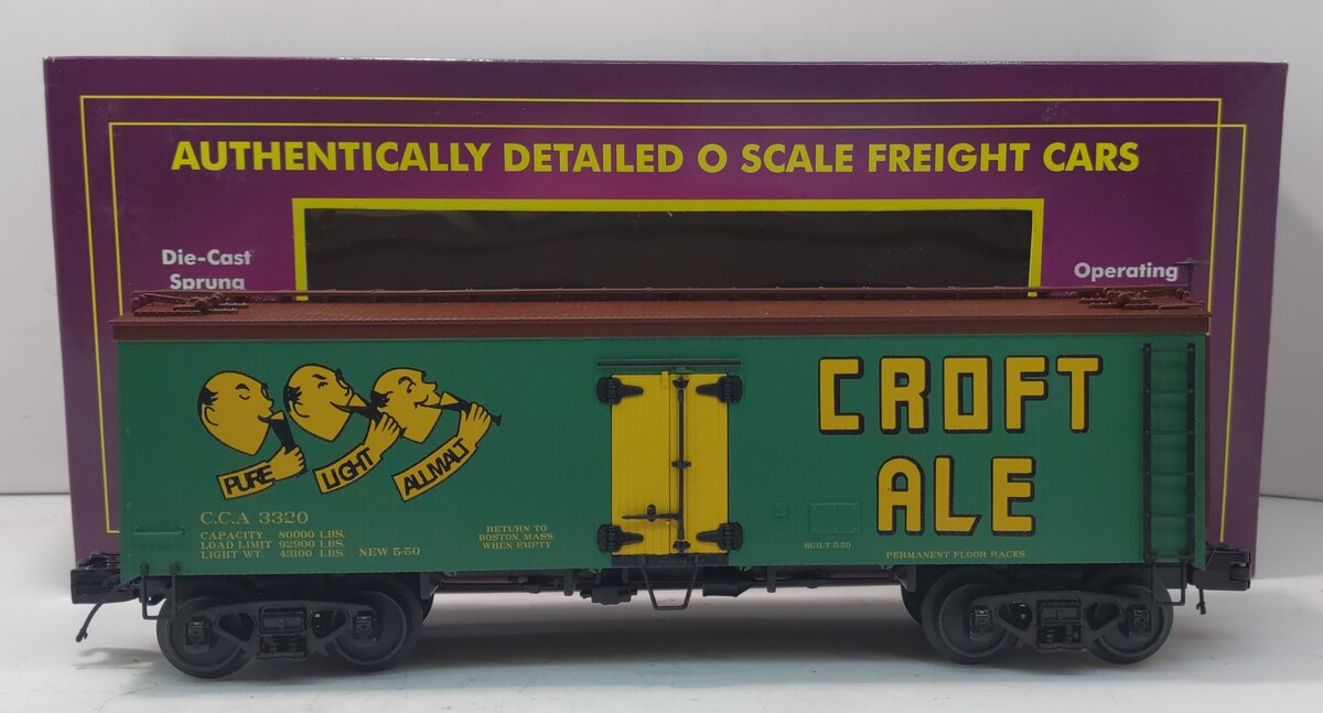 MTH 20-94332 O Croft Ale 36’ Woodsided Reefer Car #3320