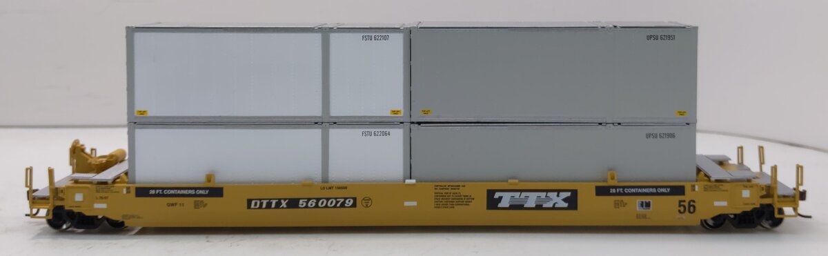 Athearn 91916 HO Scale TTX 56' Well Car w/ (4) 28' Containers #560079