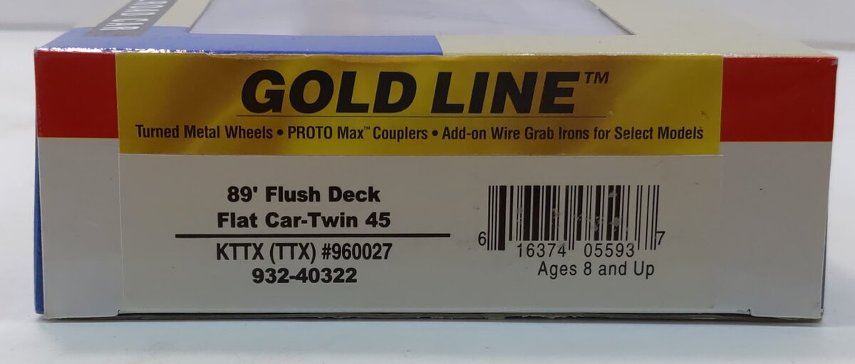 Walthers 932-40322 HO Scale KTTX (TTX) 89' Flush Deck Flat Car-Twin 45 #960027
