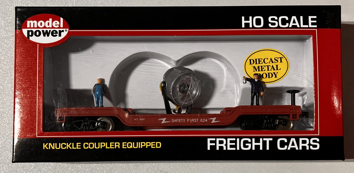 Model Power 98220 HO Safety First 40' Depressed Center Operating Floodlight Car