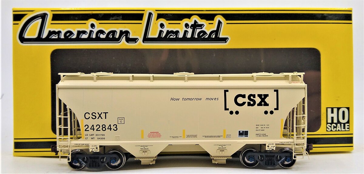American Limited Models 1014 HO CSXT 3281cf 2-Bay Covrd Hopper #242843