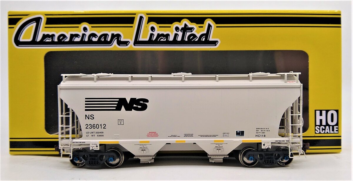 American Limited Models 1050 HO Norfolk Southern 2-Bay Covered Hopper #236012