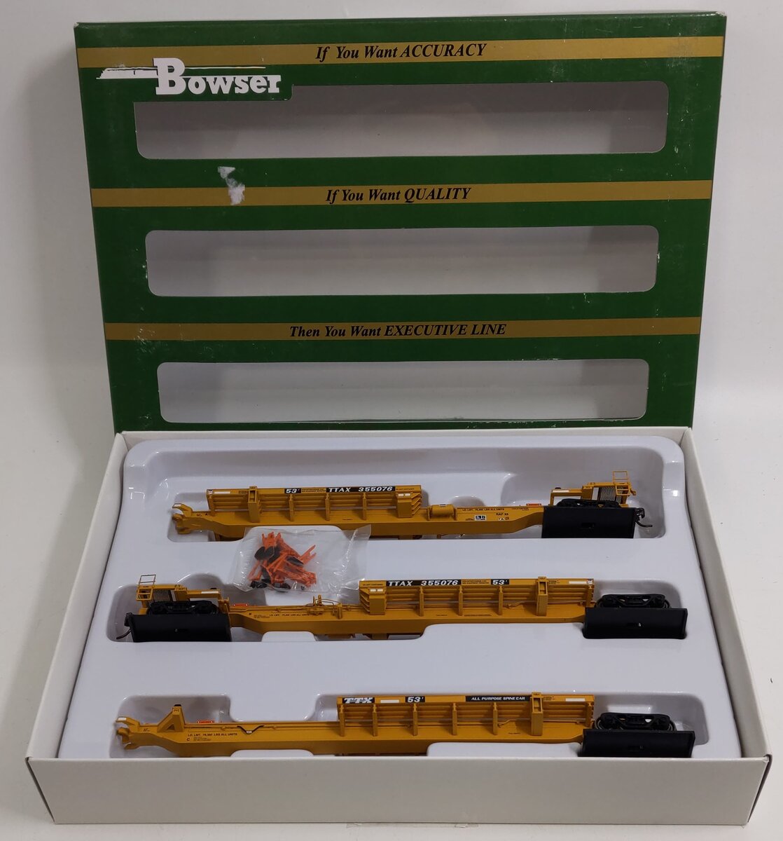 Bowser 40618 HO Scale TTAX Trinity 3-Unit Spine Car Set #355076