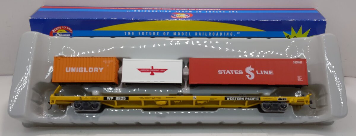 Athearn 74211 HO Scale Western Pacific 85' All Purpose Flat Car W/3 Containers