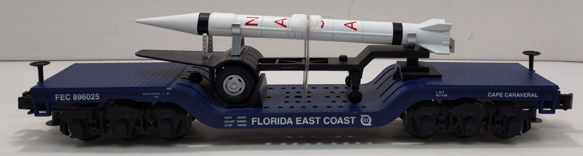 MTH 30-76554 O FEC Depressed Center Flat Car w/Rocket Load #896025