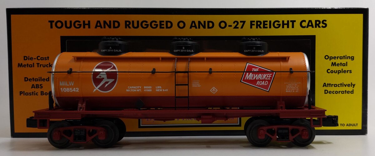 MTH 30-73257 O Gauge Milwaukee Road 3-Dome Tank Car #108542