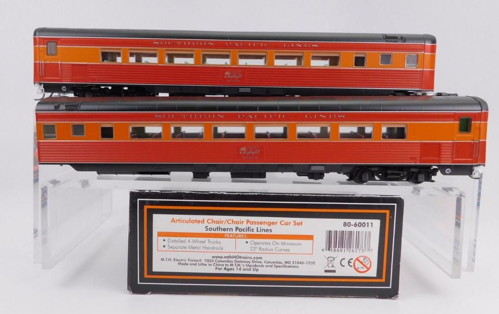 MTH 80-60011 HO SP Articulated Chair/Chair Passenger Car Set (Set of 2)