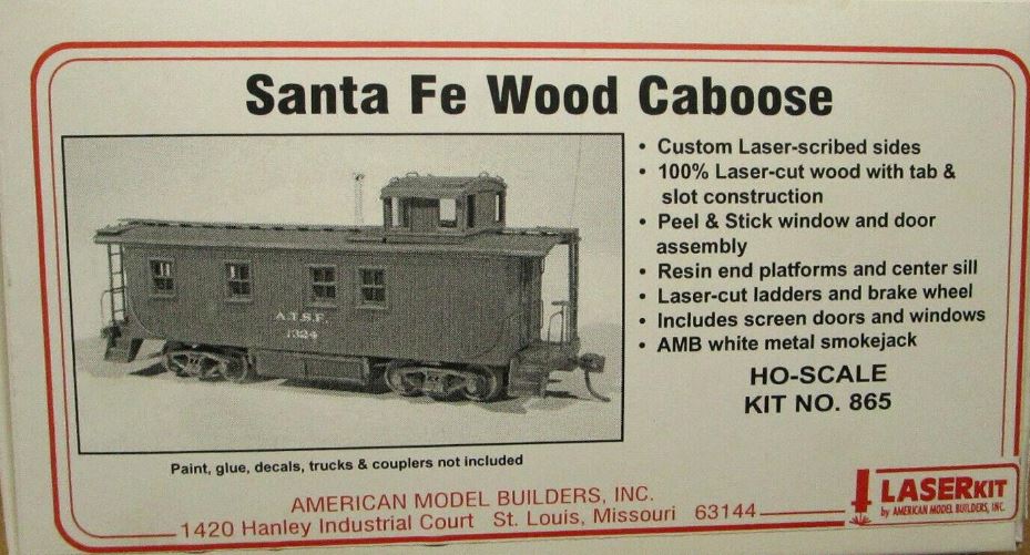 American Model Builders 865 Laser Art ATSF Caboose HO Scale Kit