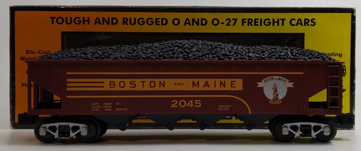 MTH 30-75394 O Gauge Boston & Maine 4-Bay Hopper w/Coal Load